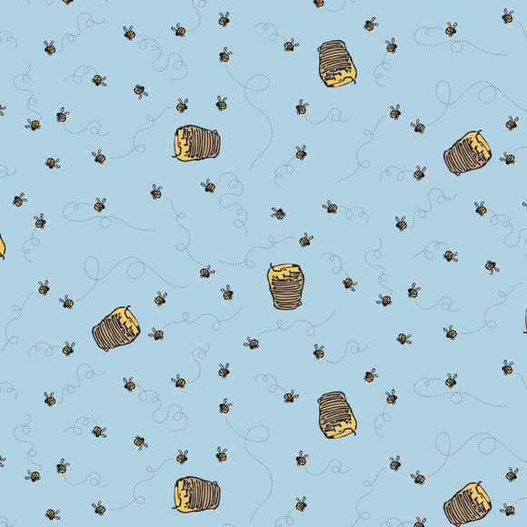 Winnie the Pooh Bees Blue Yardage