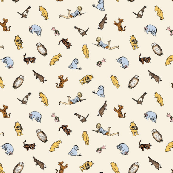 Winnie the Pooh Characters Cream Yardage