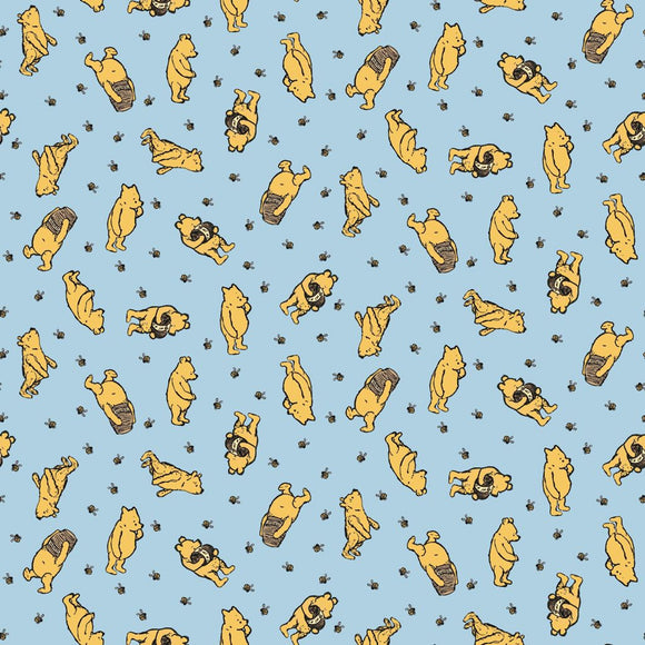 Winnie the Pooh Toss Blue Yardage
