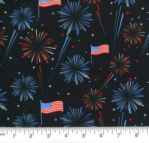 Patriotic Flags and Fire Works Yardage