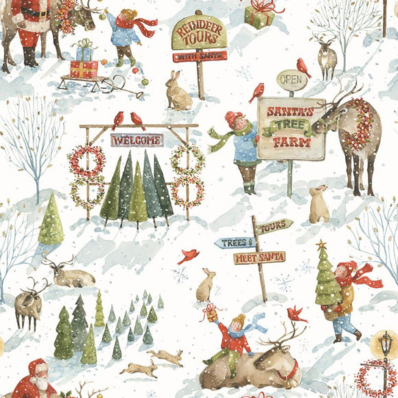Santa's Tree Farm Main Snowy Yardage