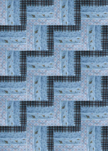 Handcut Let's Get Lost In The Woods Blues Rail Fence Quilt Kit-32" x 48"