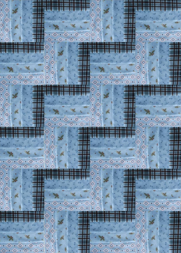Handcut Let's Get Lost In The Woods Blues Rail Fence Quilt Kit-32