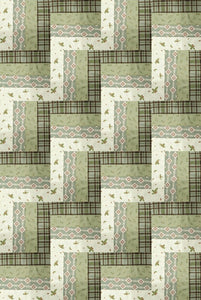 Handcut Let's Get Lost In The Woods Greens Rail Fence Quilt Kit-32" x 48"