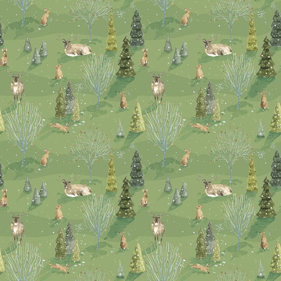 Santa's Tree Farm Woodland Green Yardage