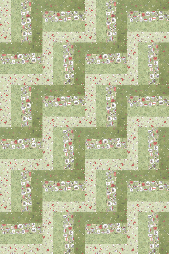 Rail Fence Quit Kit - Santa's Tree Farm Prints Greens 32