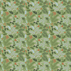 Santa's Tree Farm Berries & Boughs Green Yardage