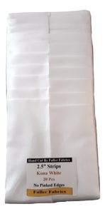 Kona White 2.5" Strip Hand Cut 20 Pcs - Fuller Fabrics