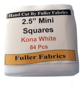 Kona White Mini Charms 2.5" Squares - Fuller Fabrics