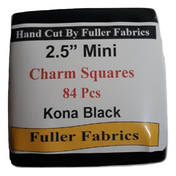 Kona Black Mini 2.5 Inch Charm Squares 84 pcs - Fuller Fabrics