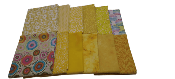 Fat Quarter Bundle Assorted Yellow Prints, 12pcs - Fuller Fabrics