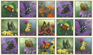 Butterfly Meadow Block 24"x43" 15 Block Panel Cream - Sold by the Panel