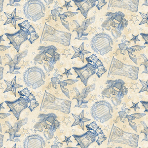 Colors of Courage Blue Patriotic Toile