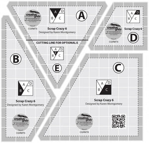 Creative Grids Scrap Crazy 6 Templates Quilt Ruler & Sparklers Pattern