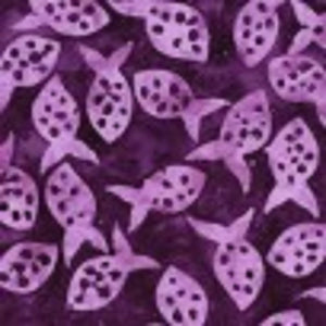 Coastal Getaway Batiks Deep Violet Polka Dot Fish - Fuller Fabrics