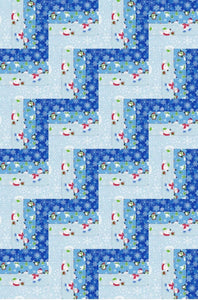 Rail Fence Quit Kit - Christmas Fun In Blue 32" x 48" - Fuller Fabrics