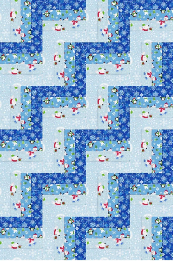 Rail Fence Quit Kit - Christmas Fun In Blue 32