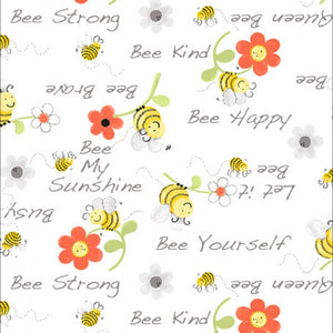 White Sweet Bee Words Floral