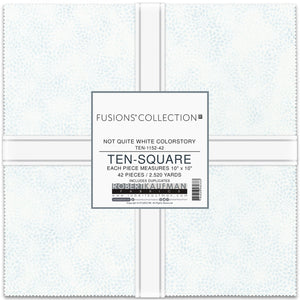 Robert Kaufman 10in Squares Fusions Collection - Not Quite White Colorstory, 42pcs