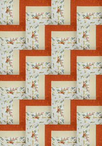 Rail Fence Quilt Kit, Belle Epoque Prints in Orange Tones 32" x 48"