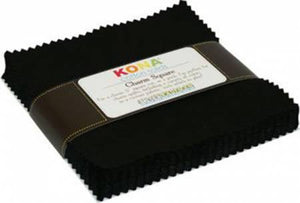 Robert Kaufman Kona 5 inch Charms Black - Fuller Fabrics
