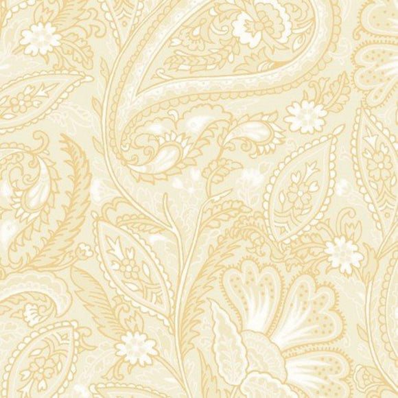 Glad Tidings Metallic Cream Paisley - Fuller Fabrics