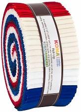 2-1/2in Strips Kona Cotton Patriotic Holiday Palette, Robert Kaufman 40pcs - Fuller Fabrics